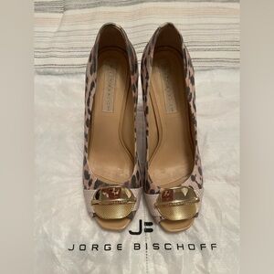 Leopard Print Heels with Gold Detail